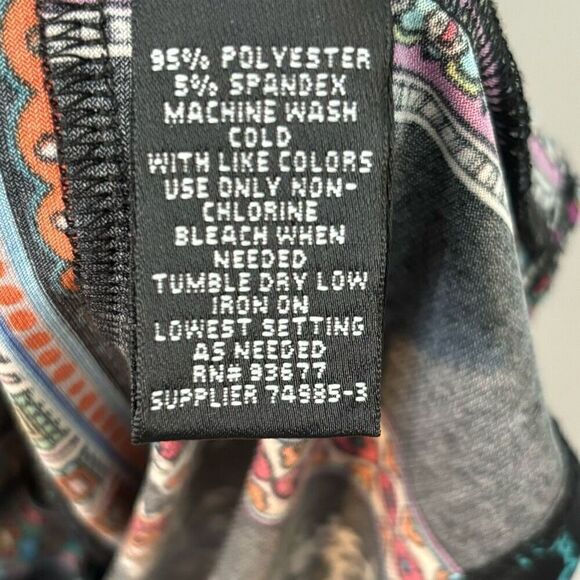 Nicole by Nicole Miller ring keyhole neck placed print bright on black sleeveles - Picture 13 of 14